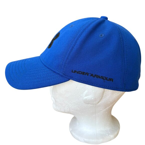 Under Armour Hat Blue Embroidered Fitted Black Logo Pro Fit Cap - Men M/L - Picture 3 of 7